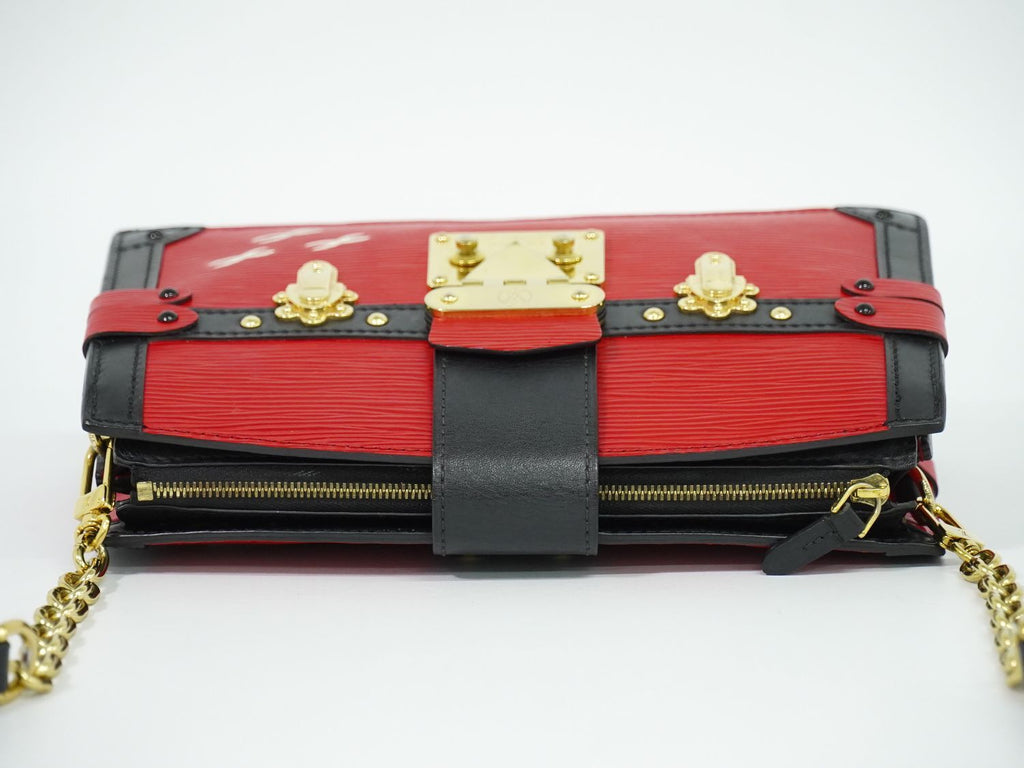 Louis Vuitton LV Trunk Clutch Leather Shoulder Bag Pochette Rouge Noir — view 5