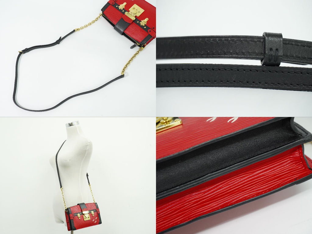 Louis Vuitton LV Trunk Clutch Leather Shoulder Bag Pochette Rouge Noir — view 6