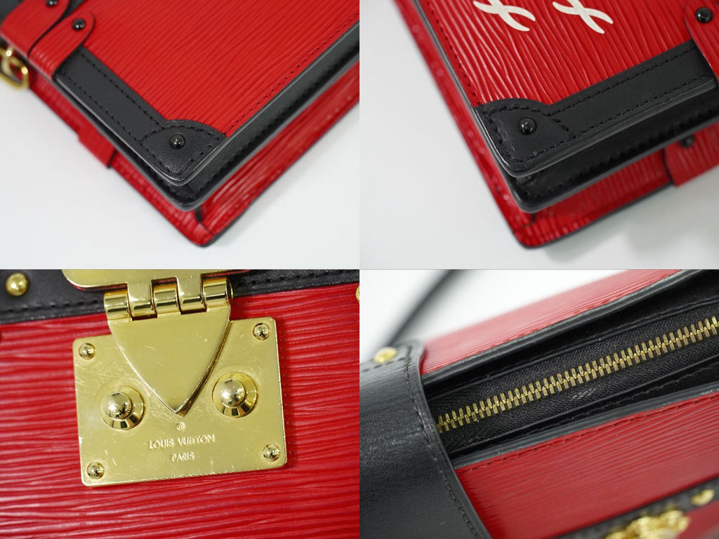 Louis Vuitton LV Trunk Clutch Leather Shoulder Bag Pochette Rouge Noir — view 7