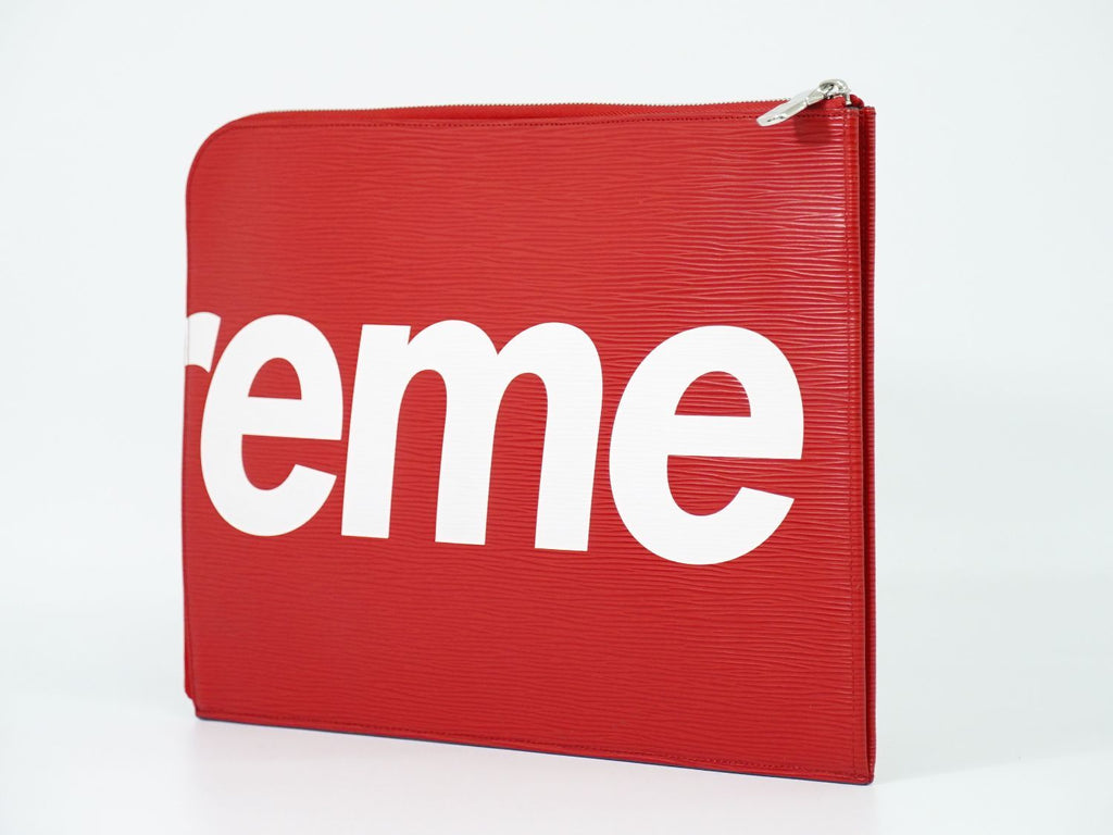 Louis Vuitton LV Supreme Pochette Jour GM Epi Leather Clutch Red White — view 2