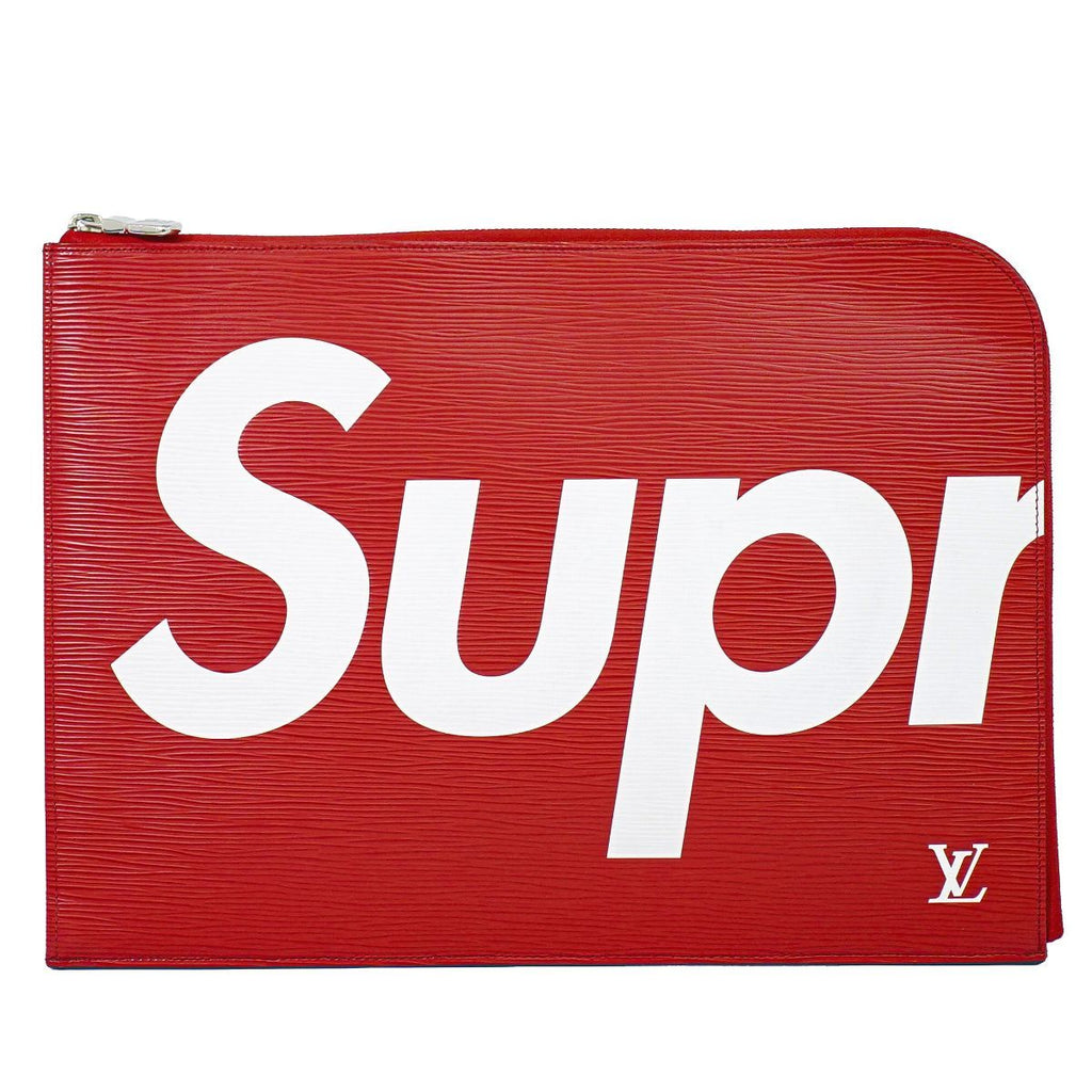 Louis Vuitton LV Supreme Pochette Jour GM Epi Leather Clutch Red White