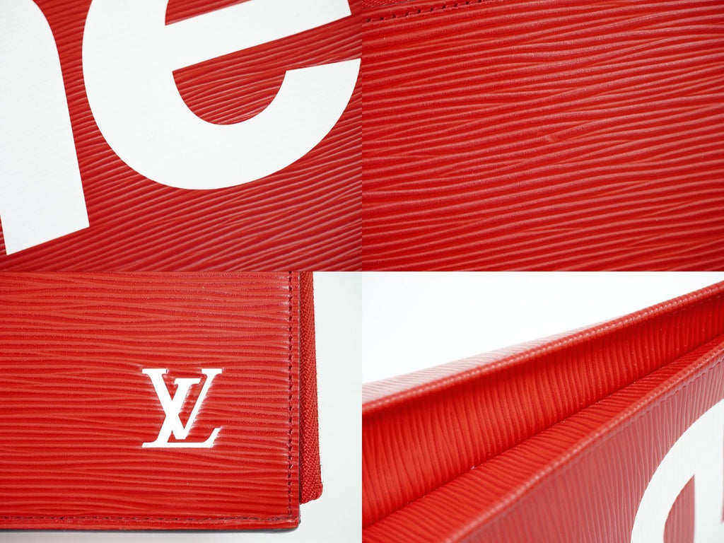 Louis Vuitton LV Supreme Pochette Jour GM Epi Leather Clutch Red White — view 7