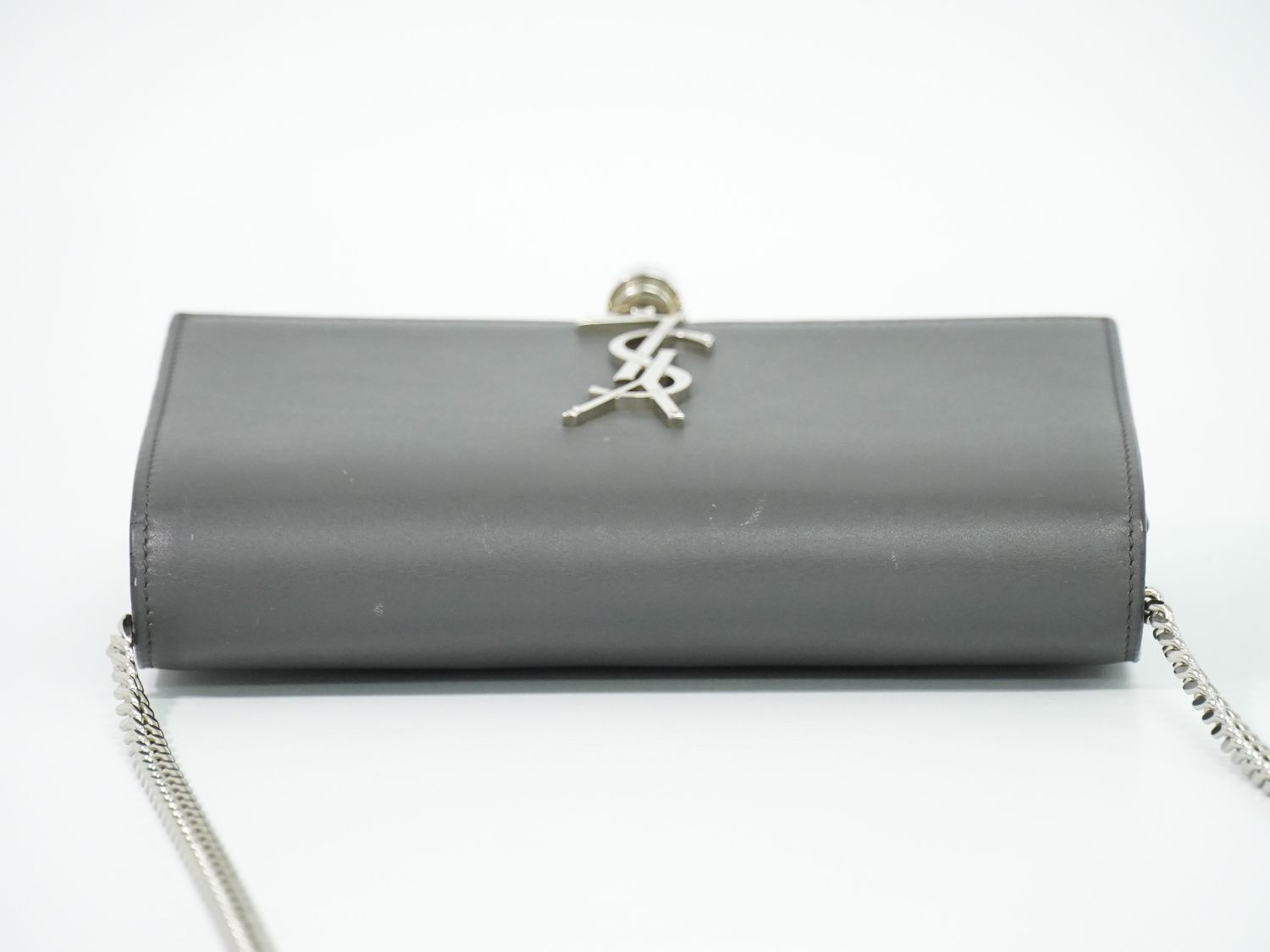 Saint Laurent YSL Kate Tassel Chain Shoulder Bag Pochette Leather Gray — view 5