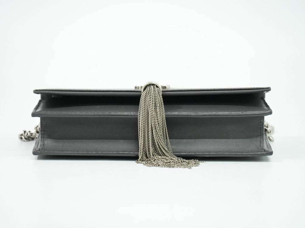 Saint Laurent YSL Kate Tassel Chain Shoulder Bag Pochette Leather Gray — view 3