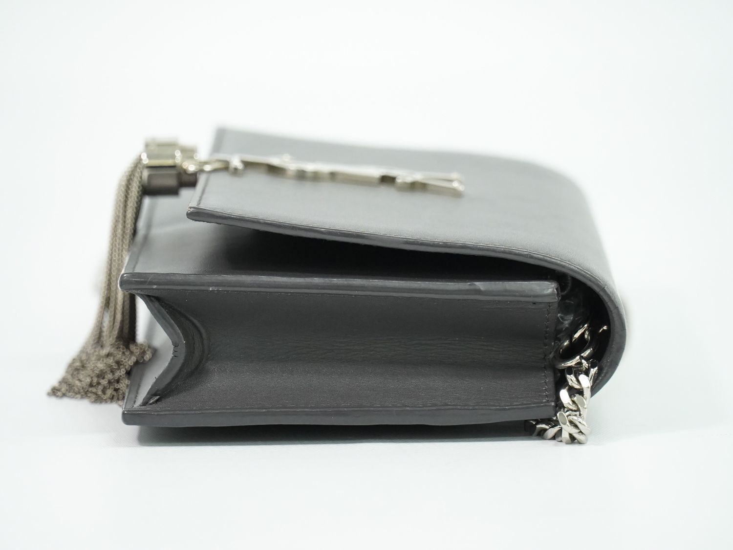 Saint Laurent YSL Kate Tassel Chain Shoulder Bag Pochette Leather Gray — view 4