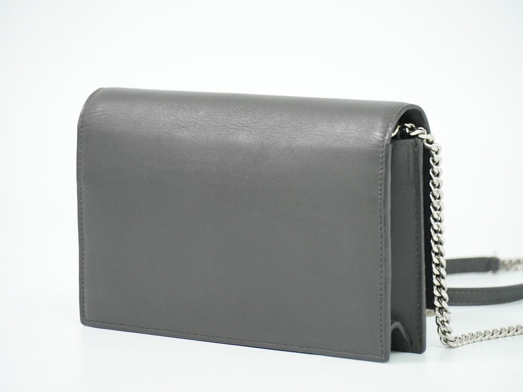 Saint Laurent YSL Kate Tassel Chain Shoulder Bag Pochette Leather Gray — view 2