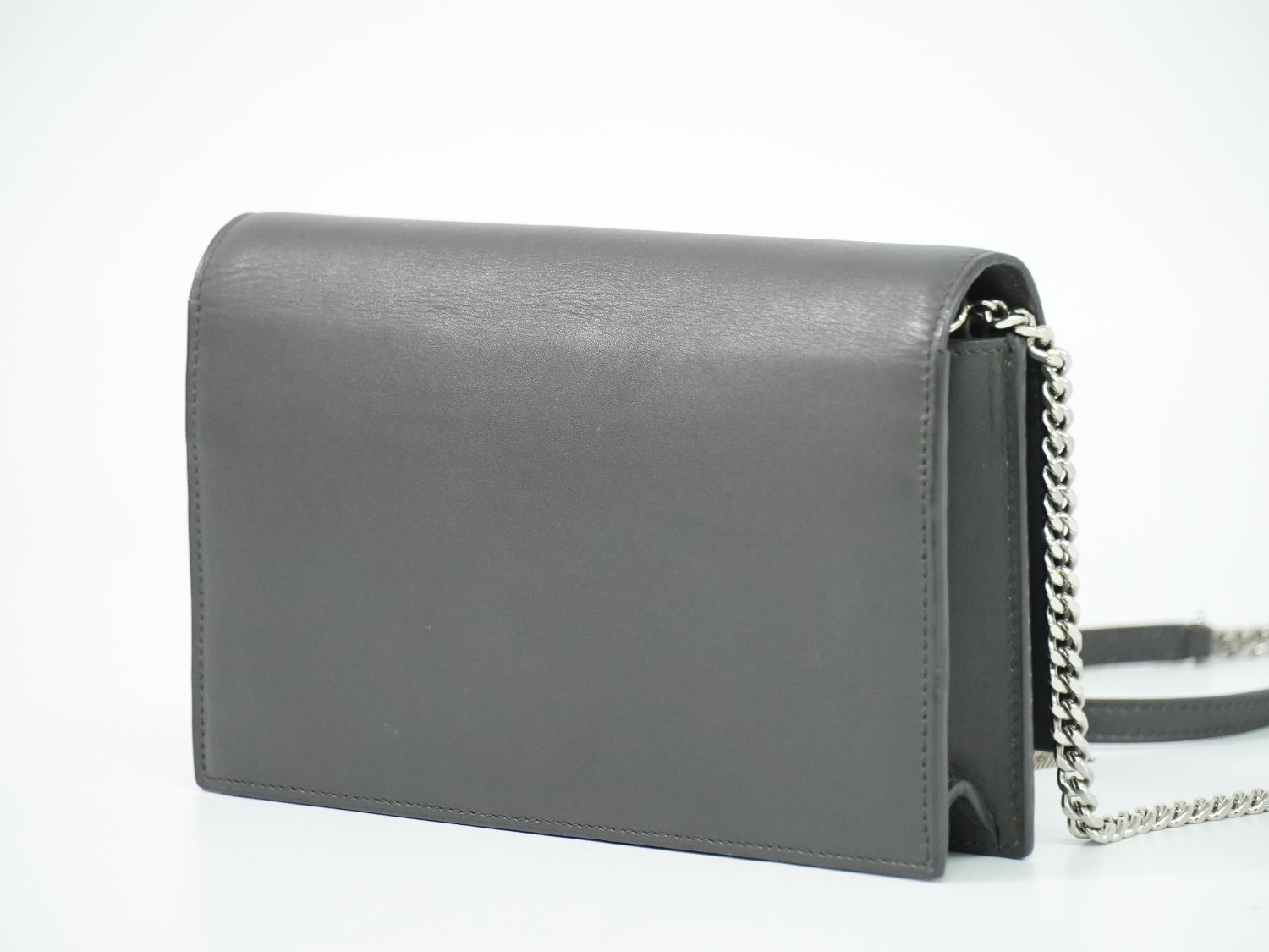 Saint Laurent YSL Kate Tassel Chain Shoulder Bag Pochette Leather Gray — view 2