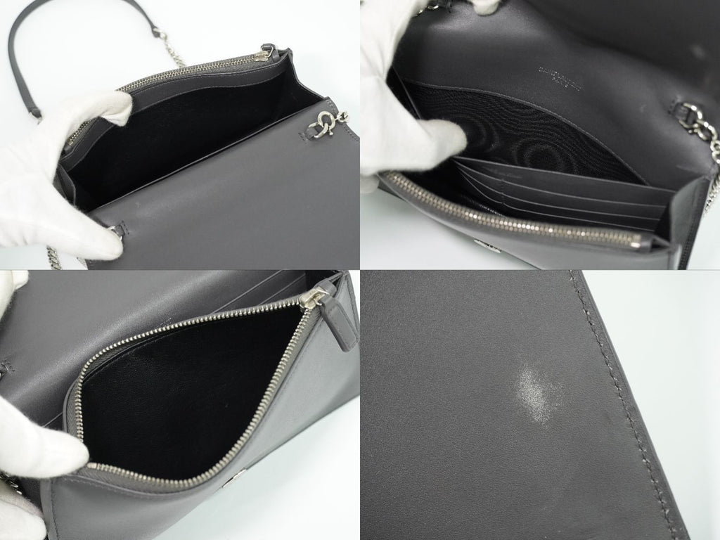 Saint Laurent YSL Kate Tassel Chain Shoulder Bag Pochette Leather Gray — view 8