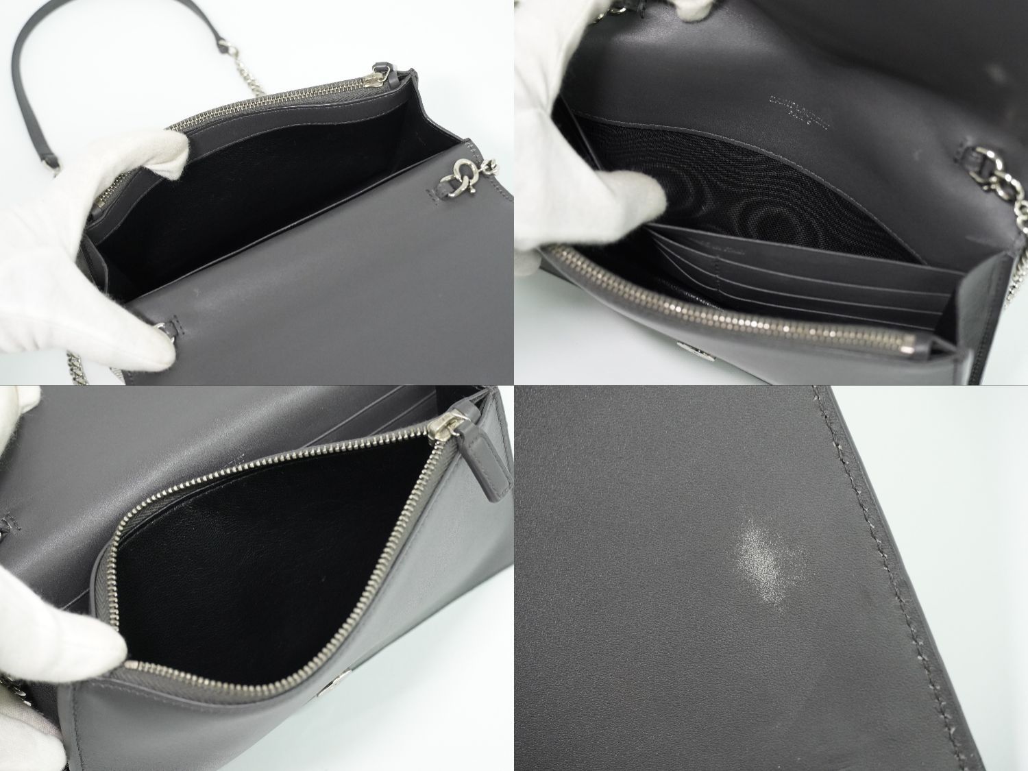 Saint Laurent YSL Kate Tassel Chain Shoulder Bag Pochette Leather Gray — view 8