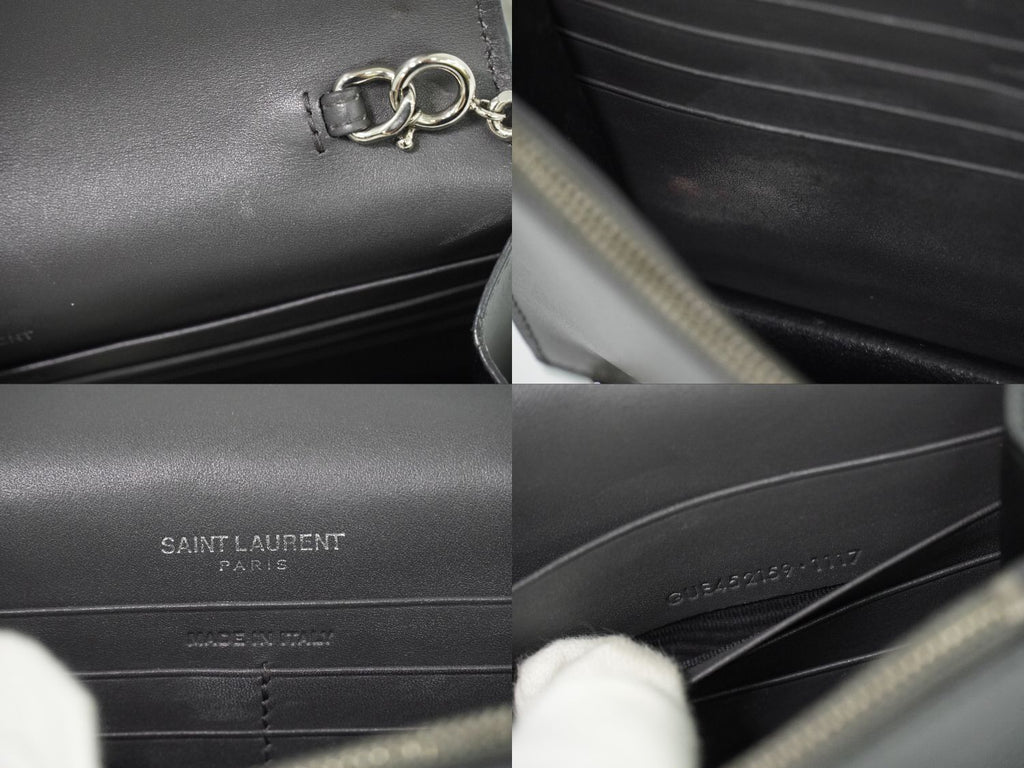 Saint Laurent YSL Kate Tassel Chain Shoulder Bag Pochette Leather Gray — view 9