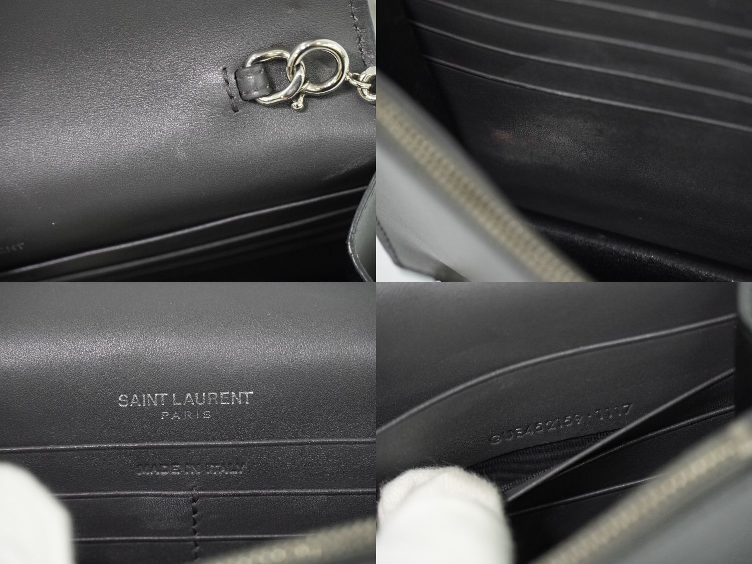 Saint Laurent YSL Kate Tassel Chain Shoulder Bag Pochette Leather Gray — view 9