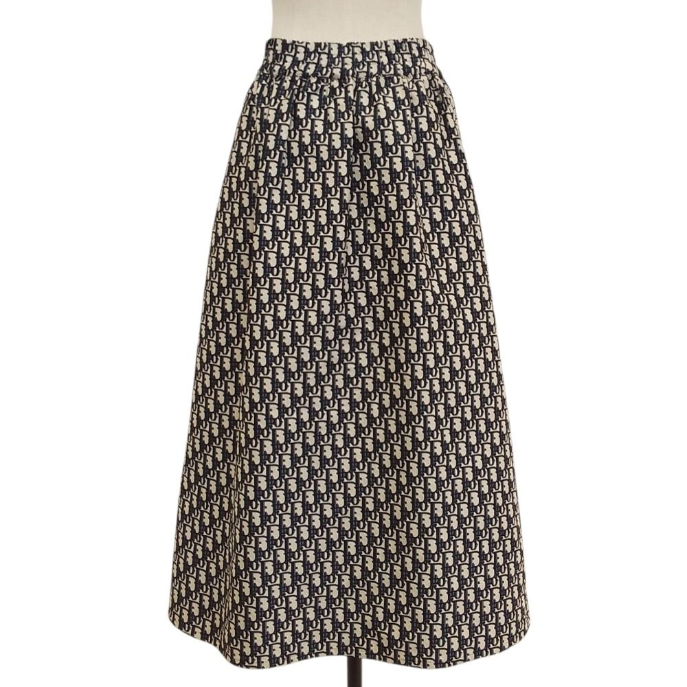Dior Oblique Technical Taffeta Long Skirt 38 Navy — view 4