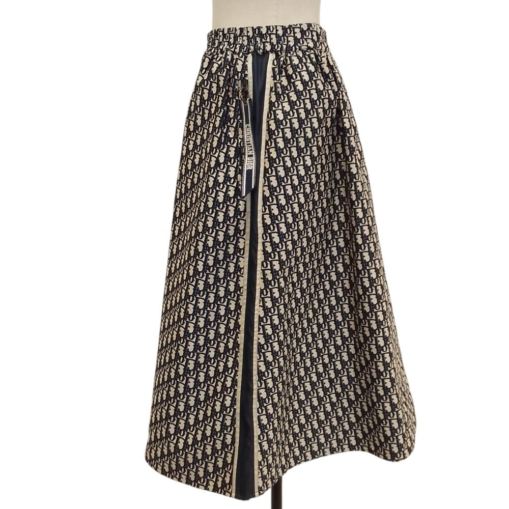 Dior Oblique Technical Taffeta Long Skirt 38 Navy — view 3