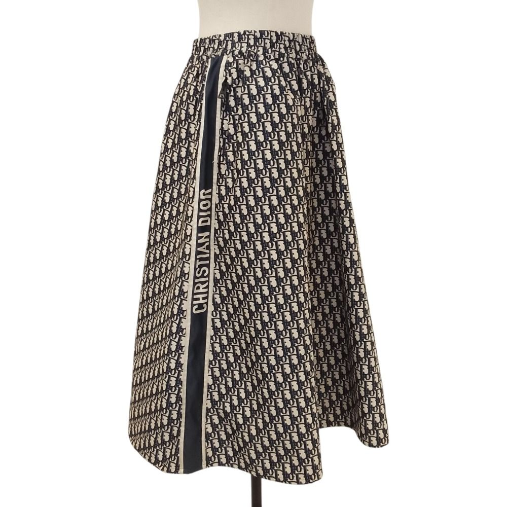 Dior Oblique Technical Taffeta Long Skirt 38 Navy — view 2