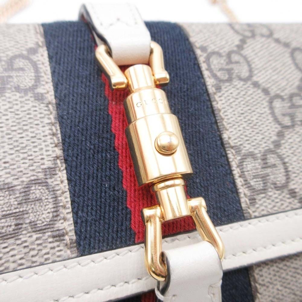 Gucci Jackie GG Supreme Canvas Wallet Chain Shoulder Beige White — view 6