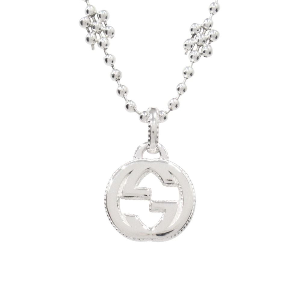 Gucci Polished Interlocking Flower Motif Necklace Silver