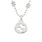 Gucci Polished Interlocking Flower Motif Necklace Silver