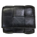 Bottega Veneta Maxi Intrecciato Cassette Trifold Wallet Zipper Black
