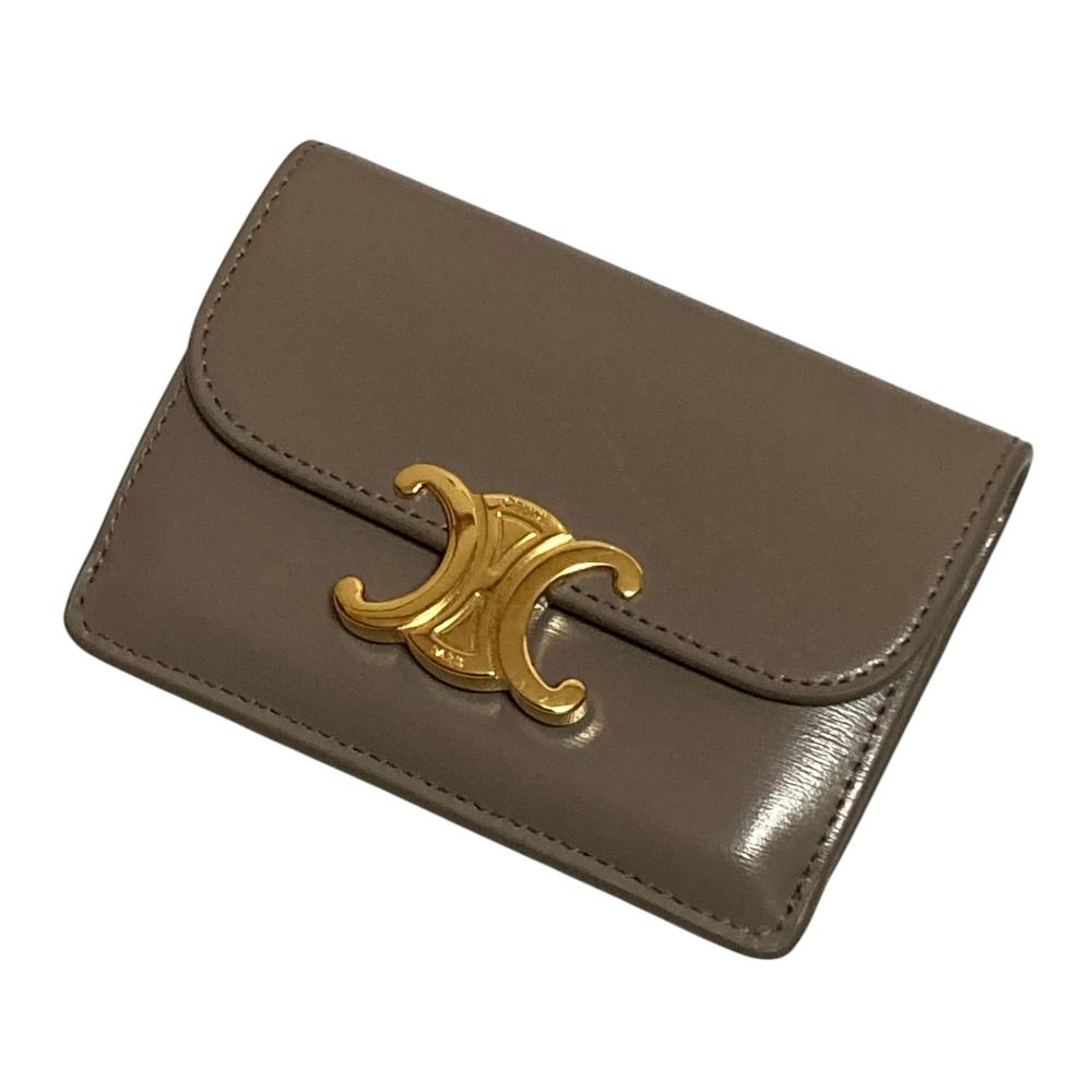 Celine Triomphe Flap Card Holder Compact Wallet Gray