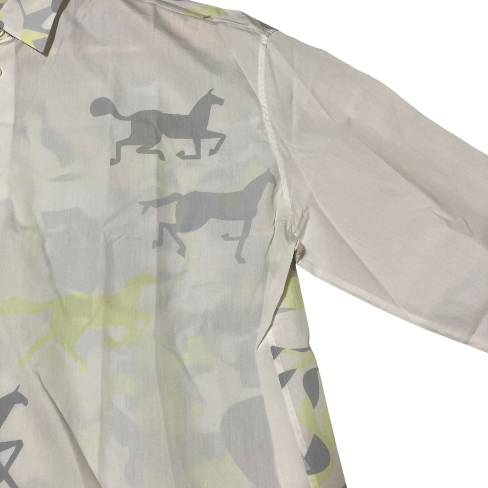 Hermes Puzzle Vegetal Series Button Shirt 39 White — view 3