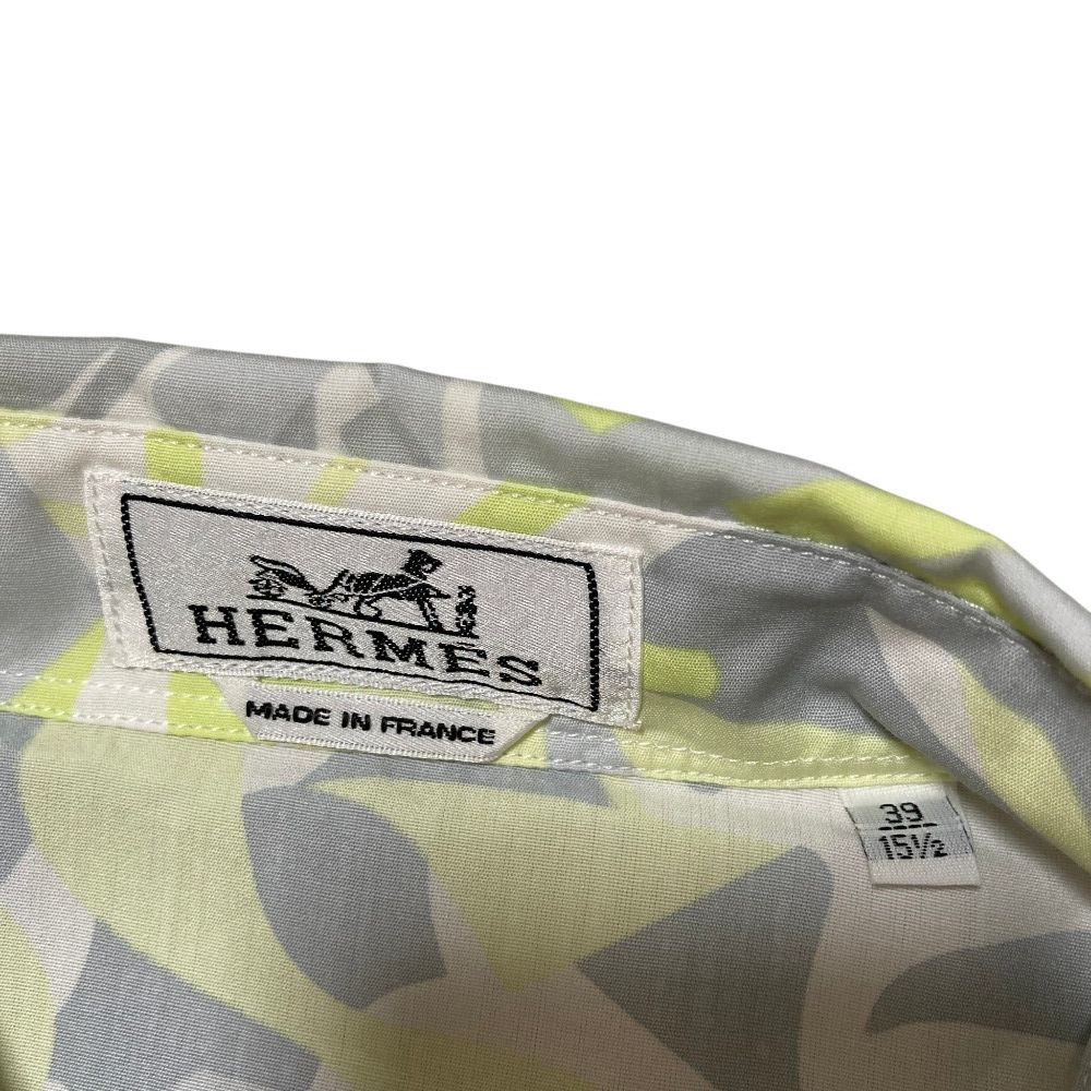 Hermes Puzzle Vegetal Series Button Shirt 39 White — view 5