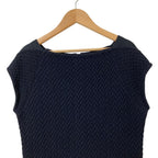 Chanel CC Logo Sleeveless Waffle Knit Dress 36 Navy — view 3