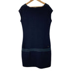 Chanel CC Logo Sleeveless Waffle Knit Dress 36 Navy