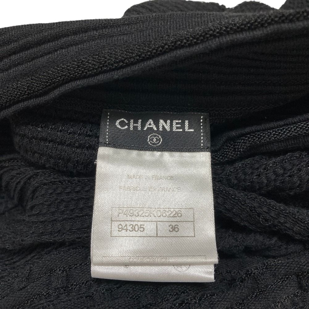 Chanel CC Logo Plate Bottleneck Short Sleeve Knit Top 36 Black Sweater — view 6