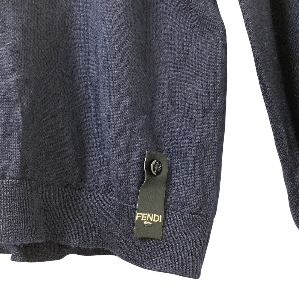 Fendi Lightning Bugs Eye Wool Silk Knit Top Sweater 48 Navy — view 5