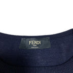 Fendi Lightning Bugs Eye Wool Silk Knit Top Sweater 48 Navy — view 6