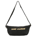 Saint Laurent Paris le Raffia Shoulder Bag Black