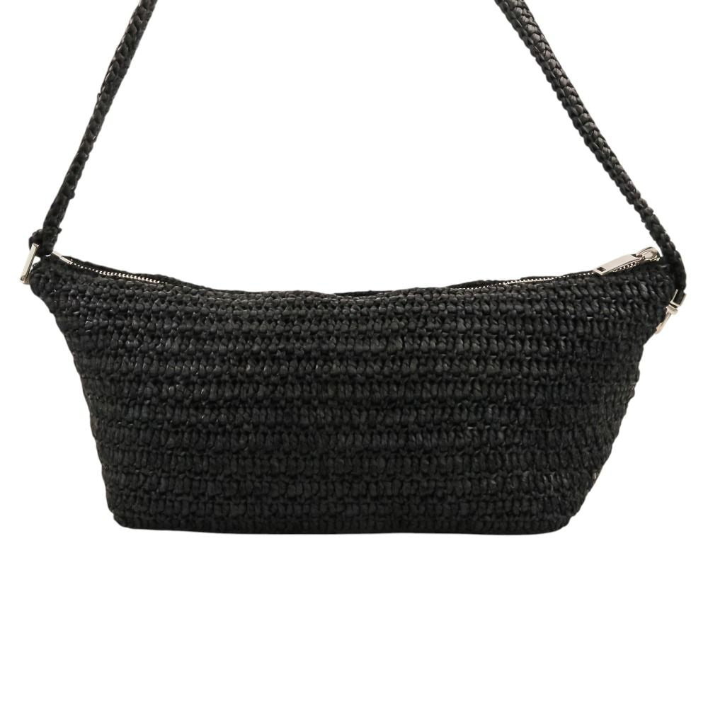 Saint Laurent Paris le Raffia Shoulder Bag Black — view 3