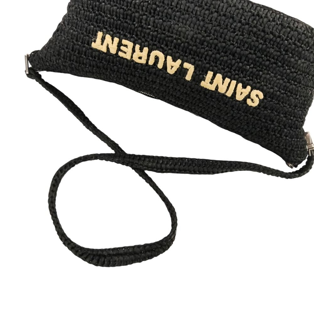 Saint Laurent Paris le Raffia Shoulder Bag Black — view 6