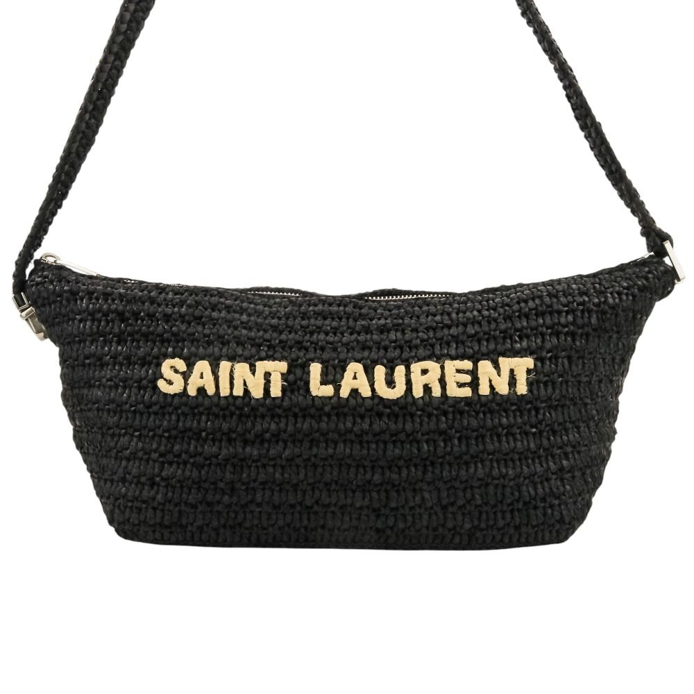Saint Laurent Paris le Raffia Shoulder Bag Black — view 2