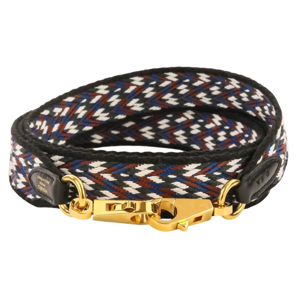 Hermes Bandouliere Shoulder Strap Sangles Zigzag Swift Toile Black
