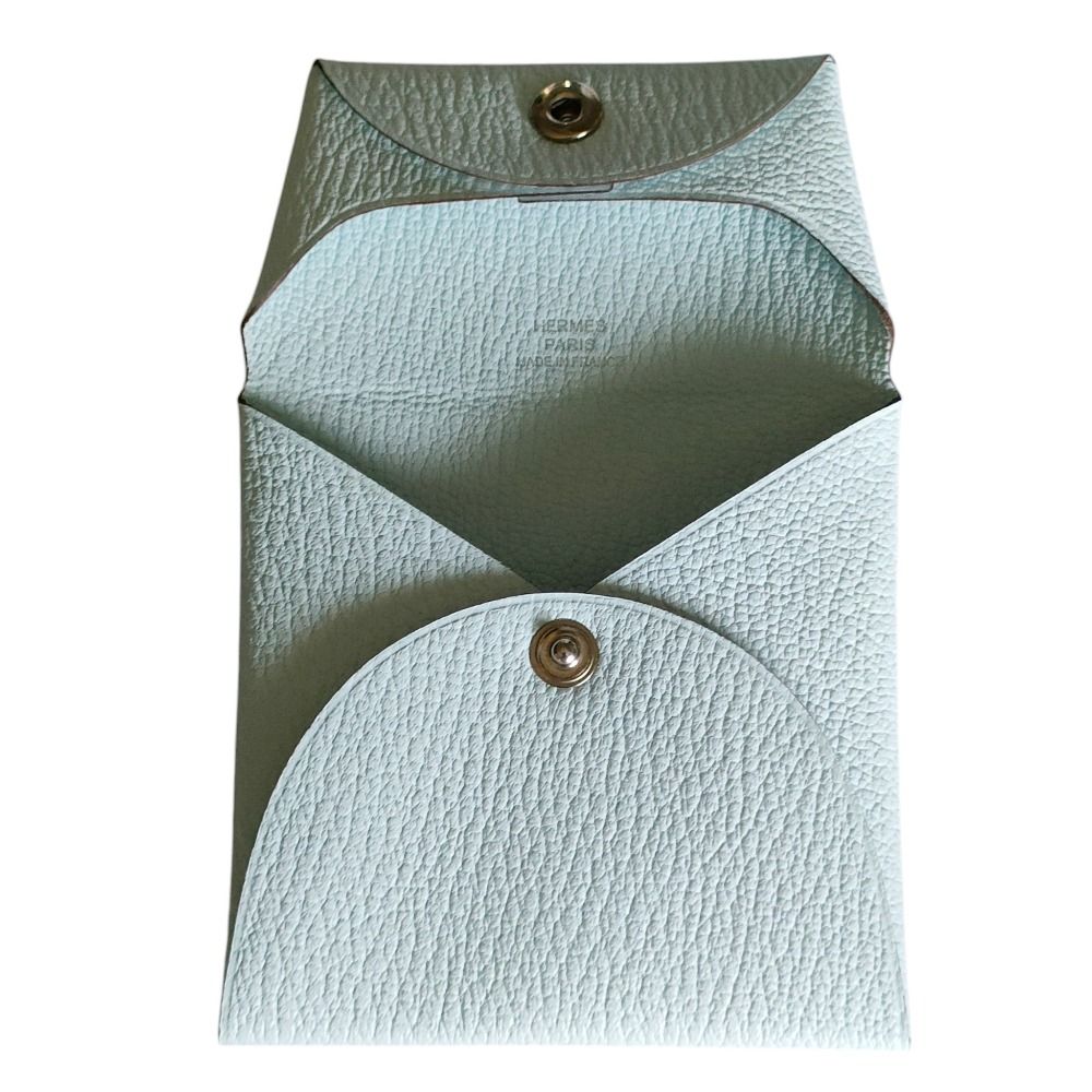 Hermes Leather Chevre Bastia Coin Case Light Blue — view 4