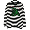 Dior Niki de Saint Phalle Dragon Embroidery Border Knit Sweater Black White