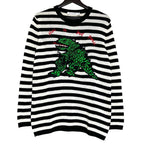 Dior Niki de Saint Phalle Dragon Embroidery Border Knit Sweater Black White