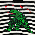 Dior Niki de Saint Phalle Dragon Embroidery Border Knit Sweater Black White — view 4