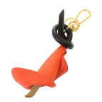 Loewe Color Lily Flower Motif Key Holder Leather Orange Black