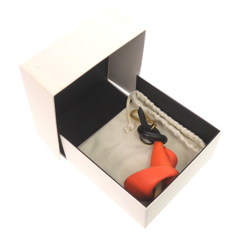 Loewe Color Lily Flower Motif Key Holder Leather Orange Black — view 2