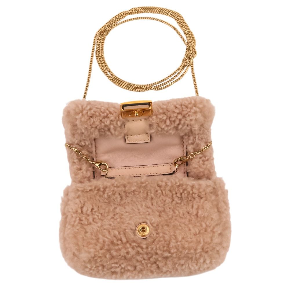 Fendi Nano Baguette Charm Mini Shoulder Bag Pink Beige — view 5
