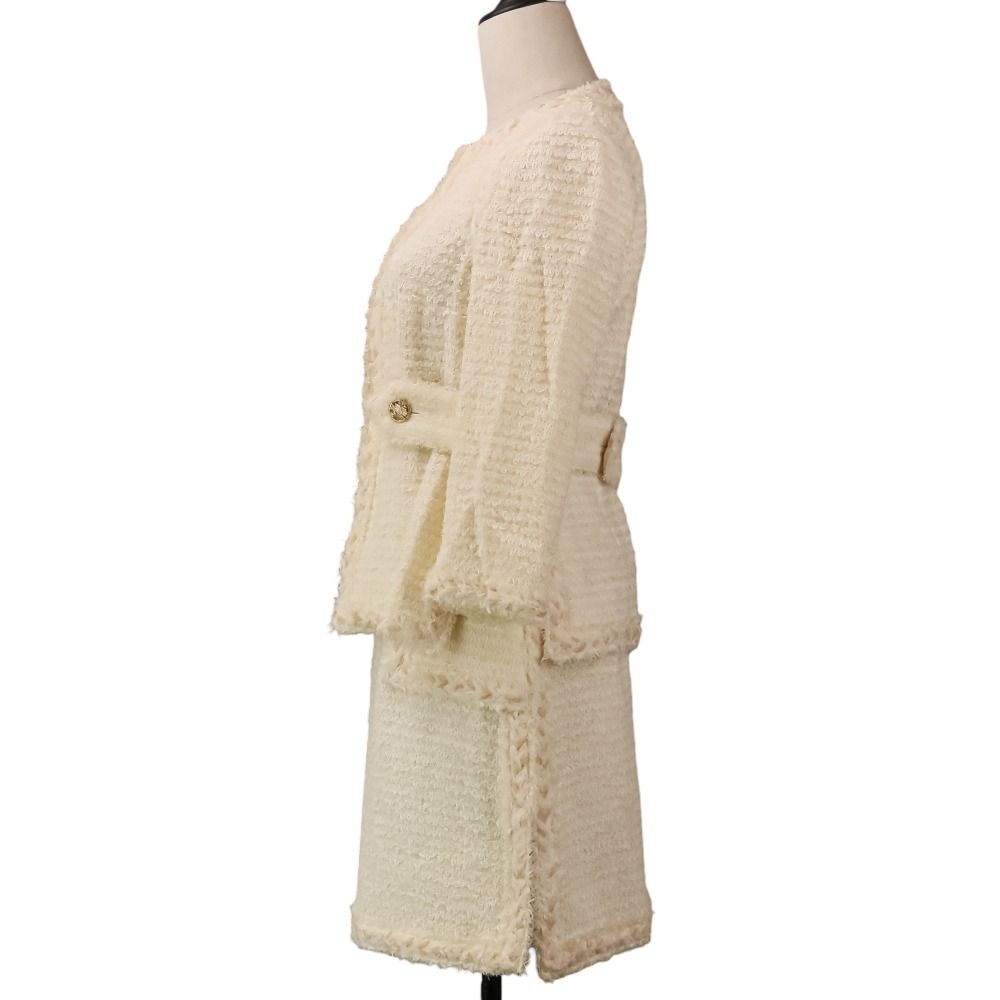 Chanel Tweed Jacket Skirt Set 36 Beige — view 3