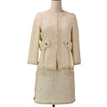 Chanel Tweed Jacket Skirt Set 36 Beige