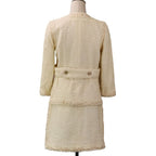 Chanel Tweed Jacket Skirt Set 36 Beige — view 4