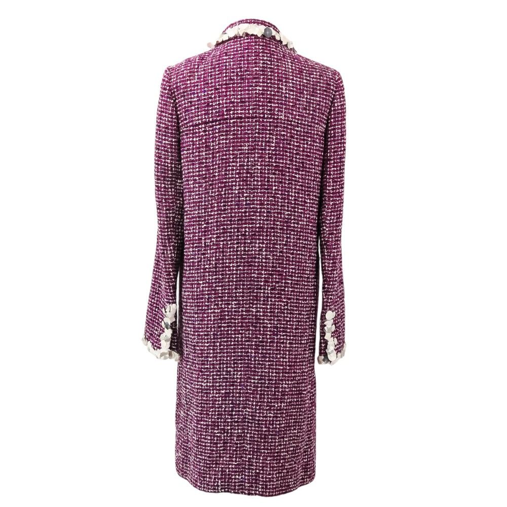 Chanel Sequin Trim Tweed Coat 34 Purple — view 4