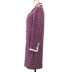 Chanel Sequin Trim Tweed Coat 34 Purple — view 3