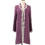 Chanel Sequin Trim Tweed Coat 34 Purple