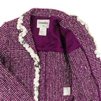 Chanel Sequin Trim Tweed Coat 34 Purple — view 6