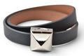 Hermes Bracelet Bangle Medallion Infini Double Tour T2 Black Silver Leather
